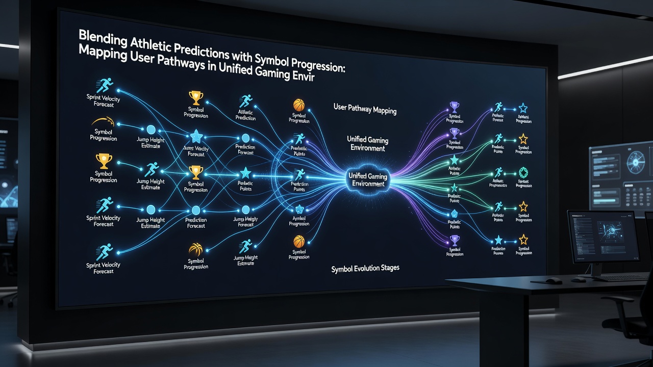 User pathway diagram illustrating transitions between sports betting predictions and slot symbol progression in a single app environment