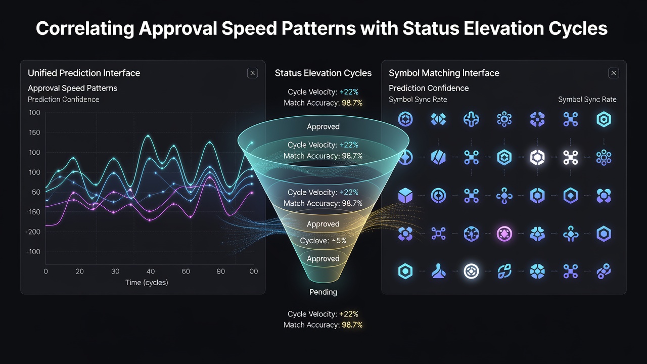 Data visualization showing approval speed patterns mapped against status elevation cycles in unified gaming interfaces