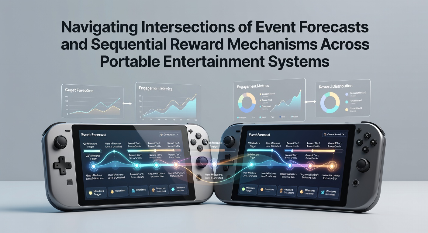 Portable entertainment systems displaying event forecast interfaces and sequential reward progressions on mobile devices