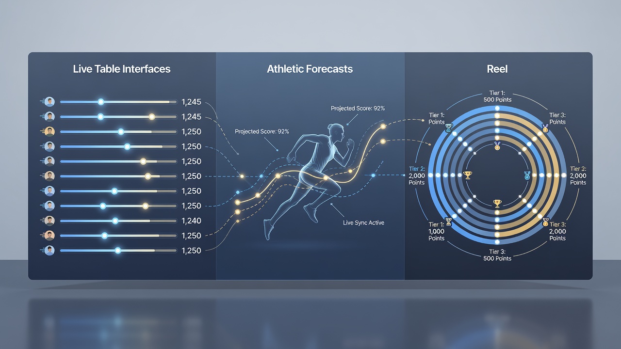 Chart showing reward tier progression linking sports predictions to live tables and reel cycles on mobile