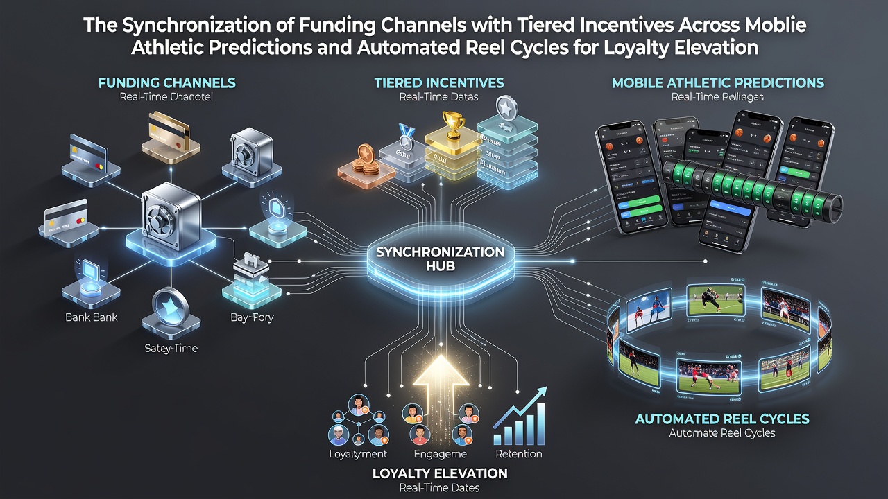 Diagram showing funding channel synchronization with tiered incentives in mobile sports predictions and slot reel systems